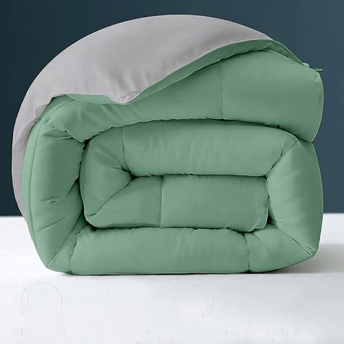 Image of Day Care - 500 GSM Hotel Quality-Down Alternative Reversible Comforter (60 inch x 90 inch Inches /228cm x 228cm) - Comforter Single Bed|Sage /Silver