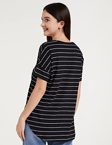 Image of Amazon Brand - Symbol Women's Cotton Striped Relaxed Fit T-Shirt (Available in Plus Sizes)
