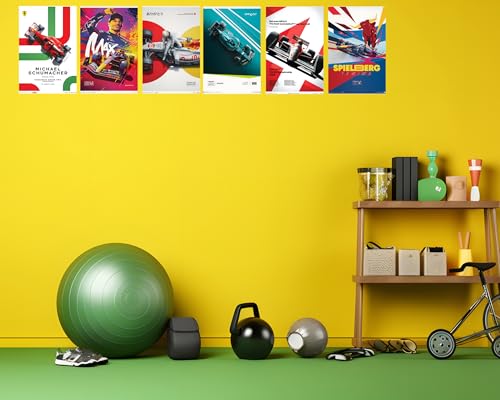 Image of F1 Poster Set of 6 13x19 Size 300 GSM - F1 Merchandise - F1 Stickers for Wall - Formula 1 Poster Stickers Wallpaper - F1 Merch - F1 Gift Ideas - Formula 1 car posters - Formula 1 Merch