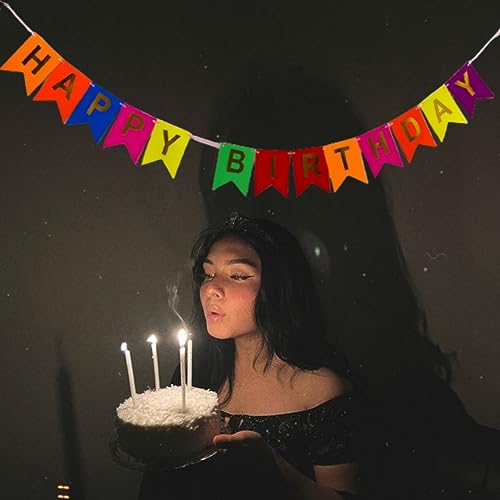 Image of Wanna Party Multicolor Happy Birthday Banner,Rainbow Bunting Banner for Kids and Adults for Happy Birthday Decoration Items for Kids (Cardstock)