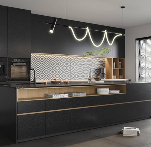 Abyssaly WALLPAPER 01 15.7 Inch X 118 Inch Black Silk Wallpaper Embossed Self Adhesive Peel And Stick Wallpaper Contact Paper Removable Kitchen Wallpaper Vinyl Black Wallpaper Cabinet Furniture Textured Wallpaper thumb #3