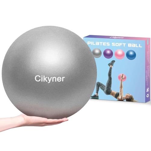 Cikyner Pelota Pilates Blanda, Pelota de Ejercicio pequeña 23-25cm Mini Pelota de Gimnasia con Pajita Inflable Adecuado para Pilates, Yoga, Entrenamiento de Cuerpo Completo y Mejora del Equilibrio