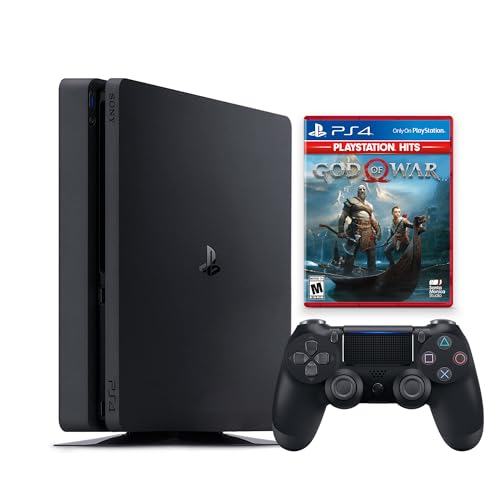 PlayStation 4 Slim 1TB Console with Aftermarket Black Wireless DS Controller with God Of War PS4 Game Disc - PS4 Gaming System [video game] [video game] (Renewed) [video game]