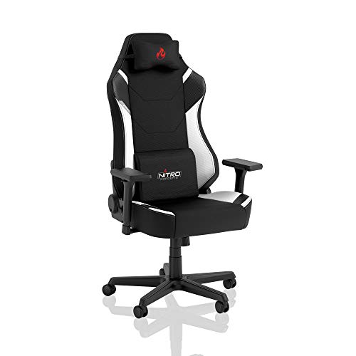 Nitro Concepts X1000 Silla de Gaming - Silla de Oficina - Cubierta de Tela - 135 kg - Negro/Blanco