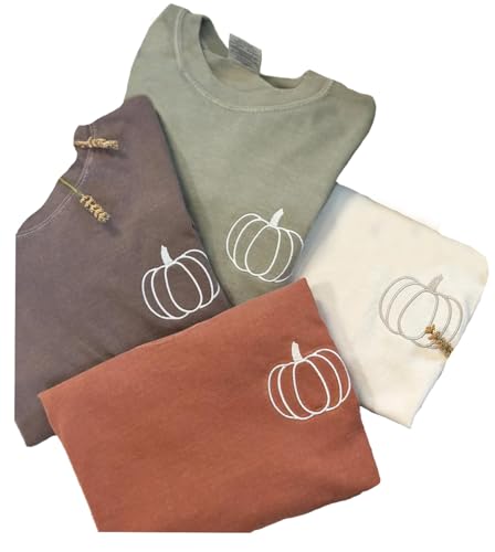 Embroidered Halloween Pumpkin Shirt, Comfort Colors Fall T-Shirt, Cute Womens Pumpkin Shirt, Autumn Graphic Tee, Spooky Season Top