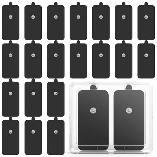 Image of 20 Pack Large TENS Unit Electrodes Pads,Upgraded Self-Adhesive Latex-Free Non-Irritating TENS Electrode Patches with Standard 3.5mm Snap-on Connector, Compatible with Belifu,Brilnurse, Black