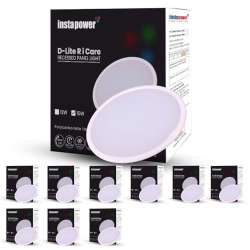 Image of Instapower 15W Downlight | Natural White Round LED Panel Light | Polycarbonate Ultra Slim Recessed Ceiling Fixture LED (2-Year Warranty, Pack of 10)