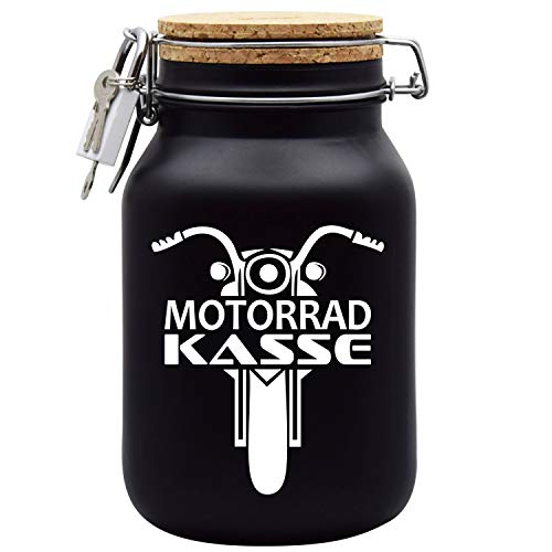 Spardose Motorrad Biker Kasse das Geschenk zum Führerschein in Schwarz XL