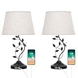 Touch USB Table Lamps Set of 2 - Dimmable Table Lamps for Living Room Set with Dual USB, Traditional...