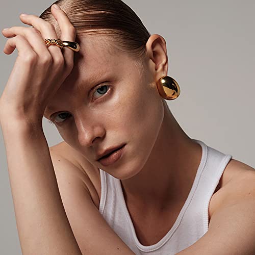 Gold Silver Big Oval Dome Circle Square Ball Wide Hoop Earrings Geometry Statement Earrings for Women Girls2