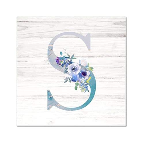 Lettre S en bois effet marbre premium - Monogramme floral raffiné - 2