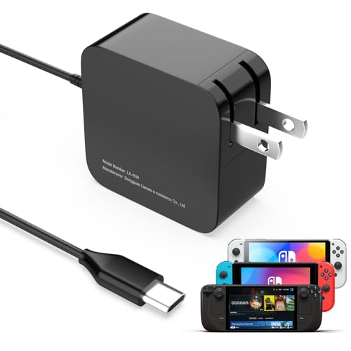 45W USB C Charger for Steam Deck/OLED 5.7FT Cable Type C PD 3.0 45 Watt Fast Charger for Nintendo Switch