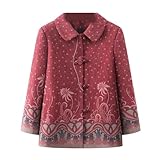 [RAMEMO] 婦人ジャケット レディース シニアコート 春服 秋 アウトドア 30-60代 老人ホームで着る服 高齢者洋服 大きいサイズ レッド L 保温防寒 あったかい 柔らか ゆったり 母の日ギフト
