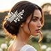 Unsutuo Crystal Bride Wedding Hair Comb Silver Rhinestone Flower Bridal Hair Pieces Pearl Wedding Hair Accessories for Women and Girls… (Gold)