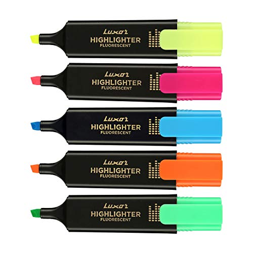 Image of Luxor Graphic Micro Pen Assorted Bopp Pouch (pack of 10 pen) 1852 Chisel Point Highlighter - Assorted Colors - Set of 5