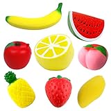 Prime Pack - 8 pcs Jumbo Squishies - Slow Rising Fruit Squishes - Apple Banana Lemon Mango Peach Pineapple Strawberry Watermelon - Cream Scented Kawaii Squishy - Stress and Anxiety Relief Wrist Toys