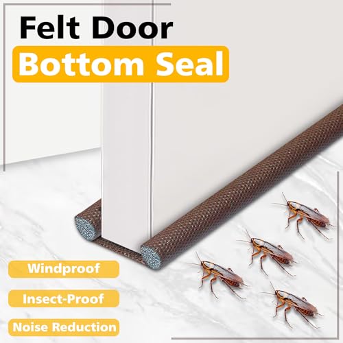 Image of GLUN Door Bottom Sealing Guard, Gap Space Filler Pack of 3 Brown Colour, 39 Inch Length, Protection from Insects, Dust & Water, Noise Cancellation, Cooling Leakage Protection