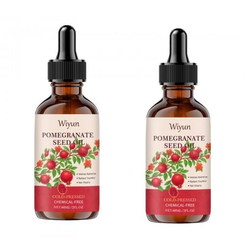 2 Stück Granatapfelkernöl 60ml 100% Kaltgepresste Pomegranate Seed Oil Körperöl & Haaröl mit Granatapfelextrakt Biologische Feuchtigkeitsessenz Körpermassageöl für Körper Haare Gesicht