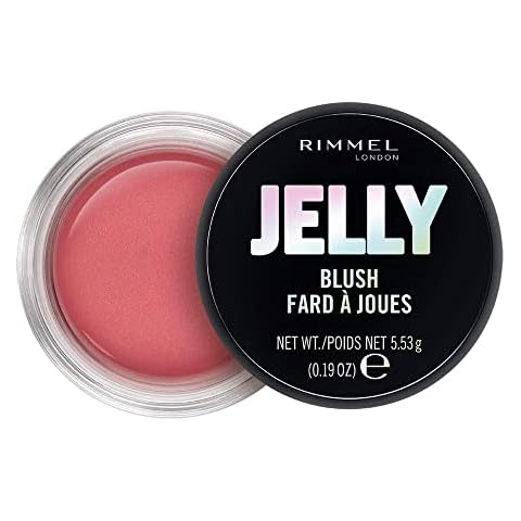 Rimmel London Jelly Blush Blusher, Long-lasting and Water Based Bouncy Formula for Dewy Skin Look, BubbleGum Chum, 5.53g Cover