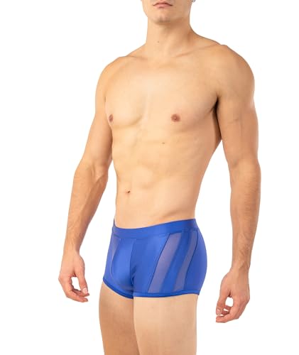 Gary Majdell Sport Men's Boxer Brief Swimsuit with Front and Side Mesh Inserts - Available in Shiny Solid Tricot and Prints