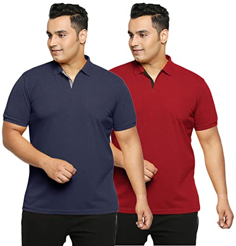 Image of Wear Your Opinion Men's Plus Size Half Sleeve Polo T-Shirt Combo (Set of 2)