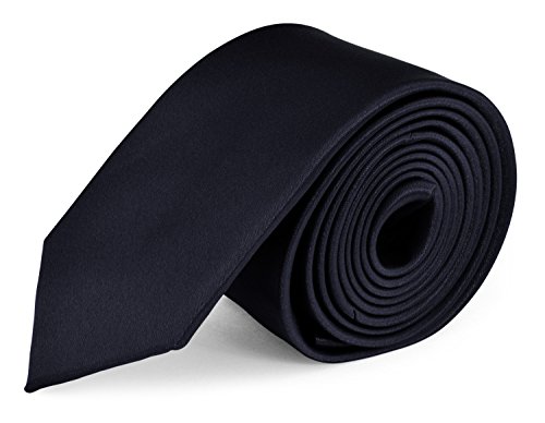 Moda Di Raza, Navy blue tie for men, Solid Pure Color Plain Neckties Formal Slim, Skinny, Narrow, Size 57 x 2.0 Inch