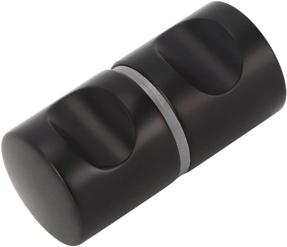 1 Set Aluminium Alloy Shower Door knob, Black Pair Shower Door Handle Knobs, Solid Single Hole Handle for Home Bathroom Kitchen Office (30mm)