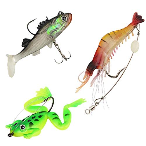 Fishing Live Silicone Rubber Soft Curly Tail Fish,Frog,Shrimp with High Rigged Stainless Steel Hook,Lures (B09QD65W8R) Amazon Price History, Amazon Price Tracker