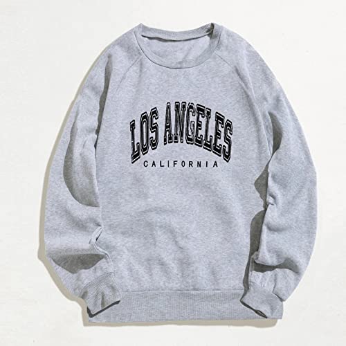 Potton Los Angeles Sweatshirt Letter Funny Sweatshirts New York Sweatshirt Sweatshirts For Teens Pullover Sweatshirt Grey #TOP4