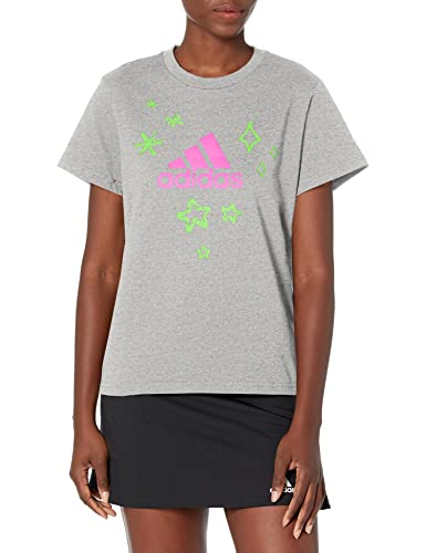 adidas Women's Girls on The Run T-Shirt, Medium Grey Heather, X-Small