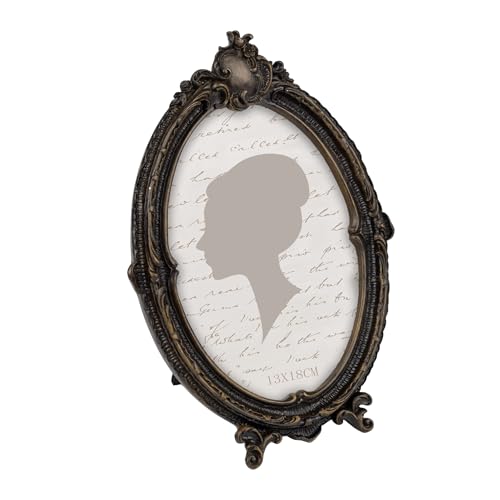 Sunlit Marco de fotos ovalado vintage de 5 x 7 pulgadas, marcos de fotos antiguos con frente de cristal, para colgar en la pared, nogal oscuro