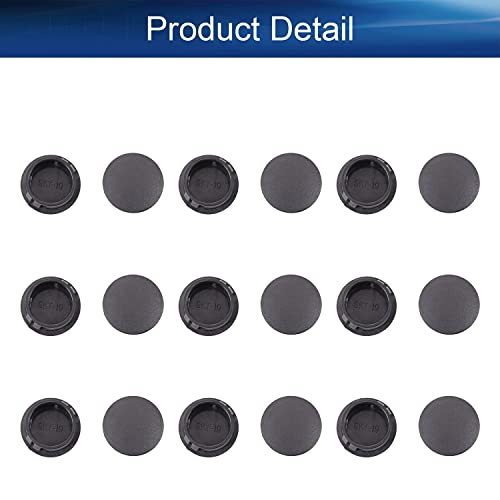 Image of Heyiarbeit 30pcs Hole Plugs 3 /4 inch / 19mm Nylon Plastic Round Snap in Type Locking Hole Tube Furniture Fencing Post Pipe Insert End Caps Black Tone