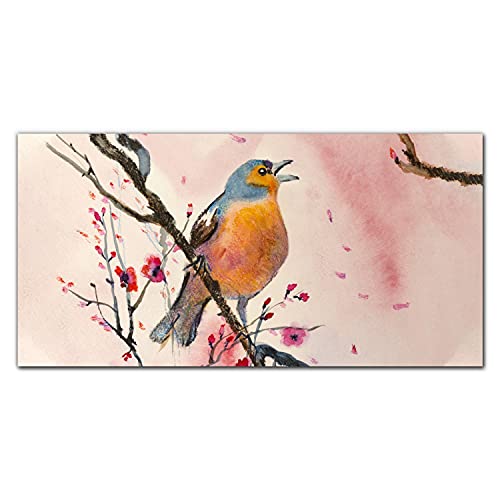 Décoration d'intérieur oiseau et fleurs sur cadre en verre acrylique moderne 100x50
