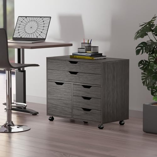 Image of Winsome Halifax Mobile Storage Cabinet with Doors & Drawers, Stylish & Functional Home Storage Cabinet for Filing, Kitchen Organization, Moveable Furniture for Office, Dorms, Apartments