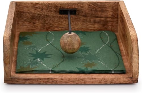 SWACRAFT Wooden Napkin Holder for Kitchen Tables, Counter Tops, Indoor and Outdoor Use, Vintage Home Decor, 20.32 x 20.32 x 7.11 cm