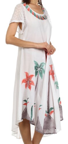 Sakkas Watercolor Palm Tree Tank Caftan Dress3