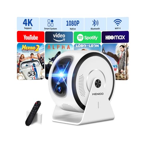 [Built-in Apps] Vidéoprojecteur Supporte 4K 1080P, Mini Projecteur 2026 Upgraded WiFi 6 et Bluetooth 5.4 Correction 360°Rotation avec Auto Focus & Keystone...