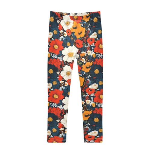 Girls Leggings Boho Florals Print Soft Toddler Leggings for Girls Kids Pants Size 4T-10T