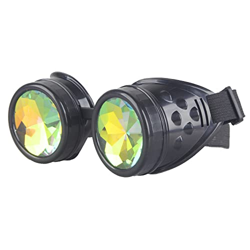Image of 3-5 Days Delivery Kaleidoscope Rave Rainbow Crystal Lenses Steampunk Goggles