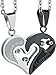 JeweBella 2 Pcs Collier Couple Coeur Amoureux Puzzle Collier pour Hommes et Femme Pendentif Collier Couleur Argent Noir/Or Argent 56 Longueur de la chaîne