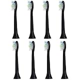 E-Cron Replacement Toothbrush heads Compatible With Electric Toothbrush Philips Sonicare DiamondClean Black,8 pcs (2x4)