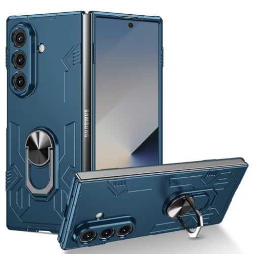 Image of amazon basics Shield Armor Pro Case for Samsung Galaxy Z Fold 6 Ring Holder Stand Back Case Cover for Samsung Galaxy Z Fold 6 - Blue