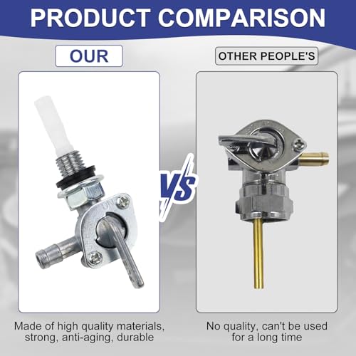 2 Stück Benzinhahn Schalter, M10 x 1,25 Gas Kraftstoffhahn Universal Metall für Generator Kraftstofftank Motorräder Offroad Karts (M10)