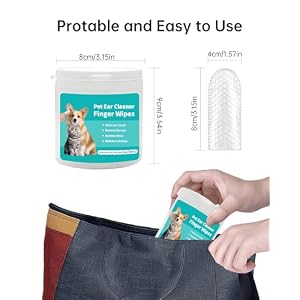 Dog Ear Wipes Finger, Ear Cleaner Finger Wipes for Ear Wax, Debris, Deodorizes, Ear Finger Wipes for Dogs & Cats, Relieve Ear Itching & Inflammation, Natural Pet Ear Wipe for Dog, 50 Count Dog Ear Wipes Finger, Ear Cleaner Finger Wipes for Ear Wax, Debris, Deodorizes, Ear Finger Wipes for Dogs & Cats, Relieve Ear Itching & Inflammation, Natural Pet Ear Wipe for Dog, 50 Count