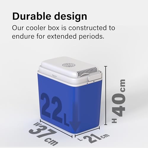 Electric Cool Box 22L – Large Portable Cooler Box Powered by 12V In-Car Socket – Ideal for Camping & Picnics – One Active Lid, One Passive Lid, Includes 2 Ice Packs - Image 7