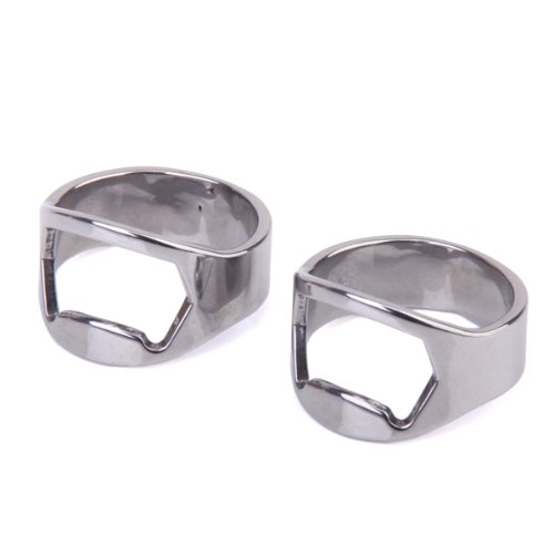 2pcs Stainless Steel Finger Ring Beer Bottle Opener