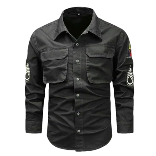 Chemise à manches longues en coton homme avec poches coupe ample veste de travail