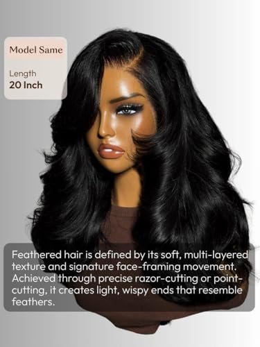 Image of Beauty Forever Bye Bye Slip Feathered Layer Wig 200% Density Human Hair 7x5 HD Lace Glueless Left Side Part Wig with Secure Silicone Strips&Drawstring Pre Plucked Pre Cut Wear Go Wig for Women 10inch