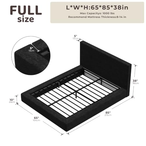 Image of RECCI AirFrame Full Size Upholstered Bed Frame with Plush Padded Headboard