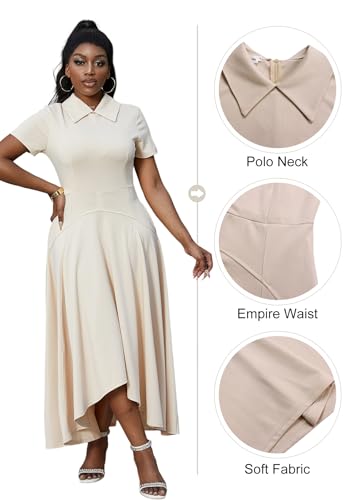 Image of Women Elegant Empire Waist Dress Trendy Short Sleeve A Line Dresses Flowy Church Cocktail Party Dress